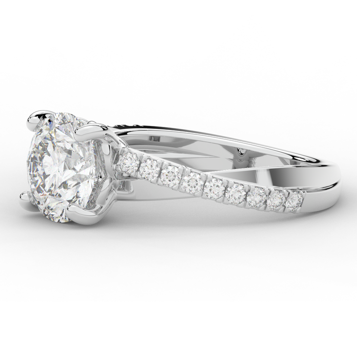 2.20CT.TW ROUND LAB DIAMOND TWISTBAND ENGAGEMENT RING - Nazarelle