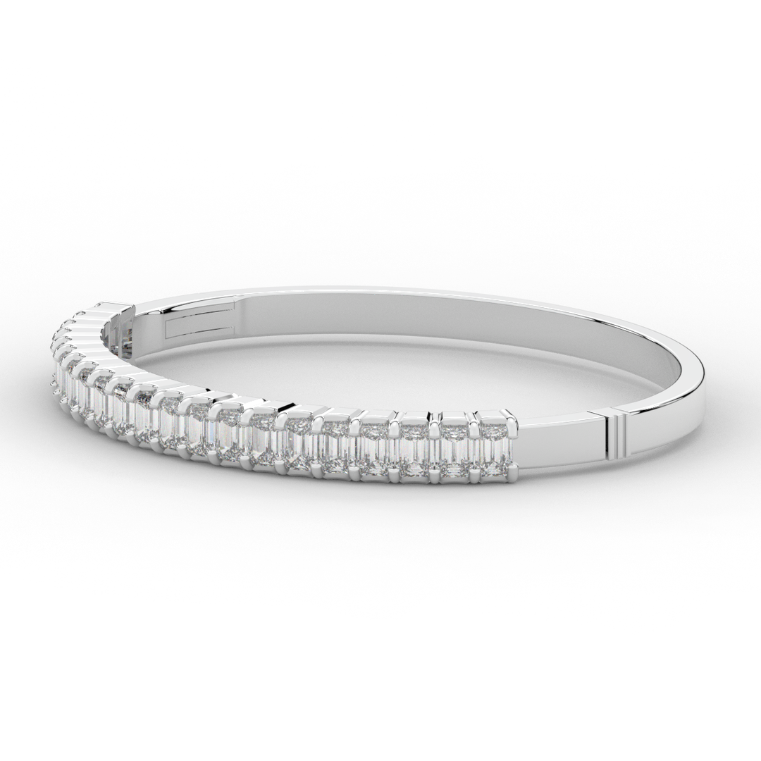 6.50CT.TW EMERALD CUT LAB DIAMOND BANGLE - Nazarelle
