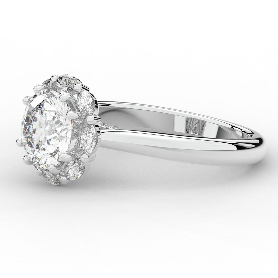 2.40CT.TW ROUND LAB DIAMOND HALO ENGAGEMENT RING - Nazarelle