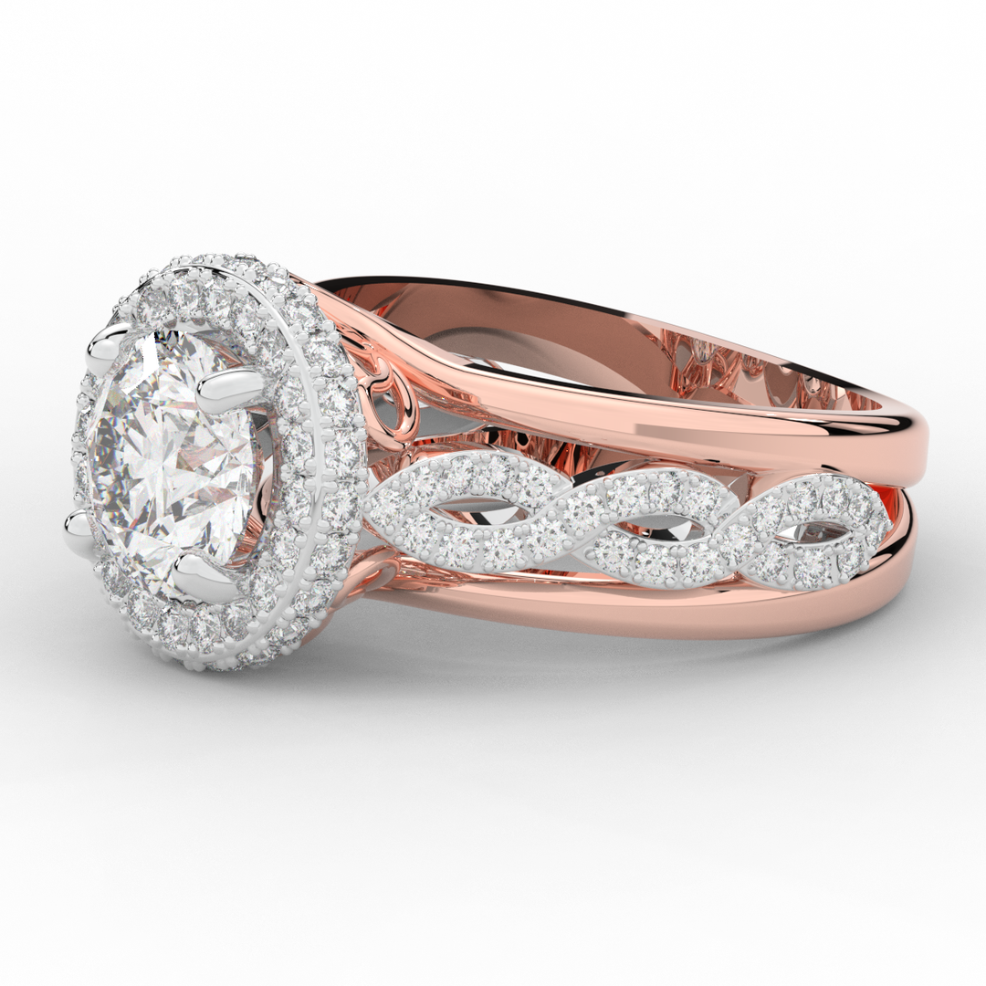 2.85CT.TW ROUND LAB DIAMOND HALO TWO TONE ENGAGEMENT RING - Nazarelle