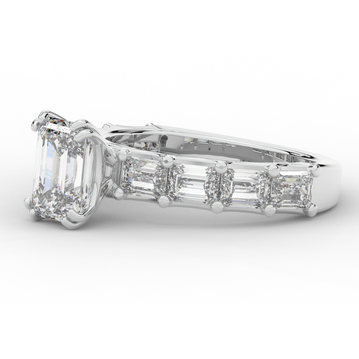 3.75CT.TW EMERALD CUT LAB DIAMOND SOLITAIRE ENGAGEMENT RING - Nazarelle