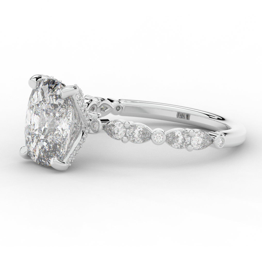 3.60CT.TW CUSHION LAB DIAMOND SOLITAIRE ENGAGEMENT RING - Nazarelle