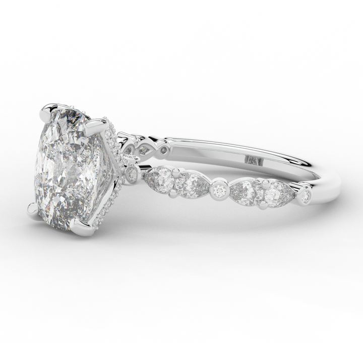 3.60CT.TW CUSHION LAB DIAMOND SOLITAIRE ENGAGEMENT RING - Nazarelle
