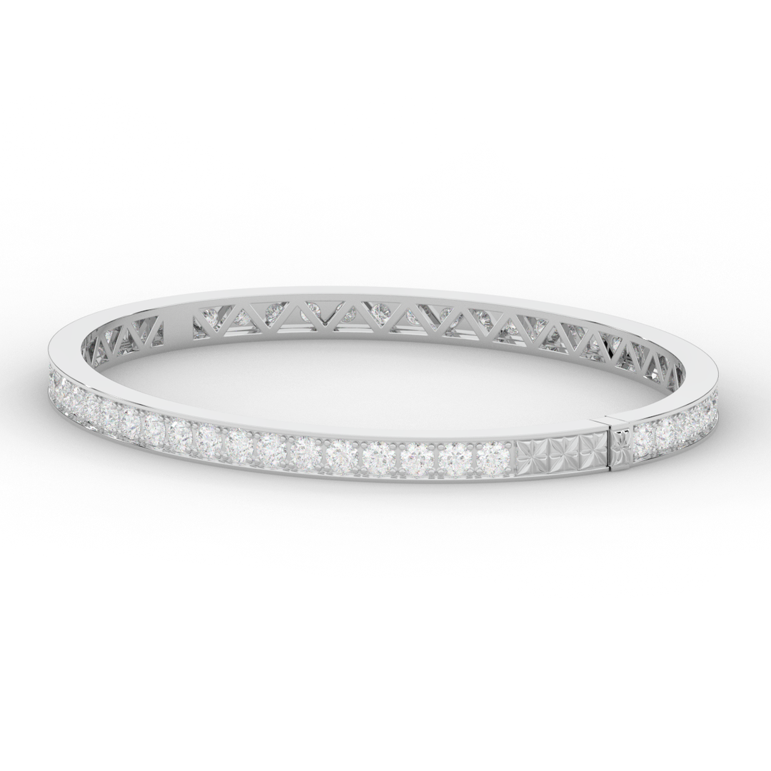 5.10CT.TW ROUND LAB DIAMOND BANGLE - Nazarelle