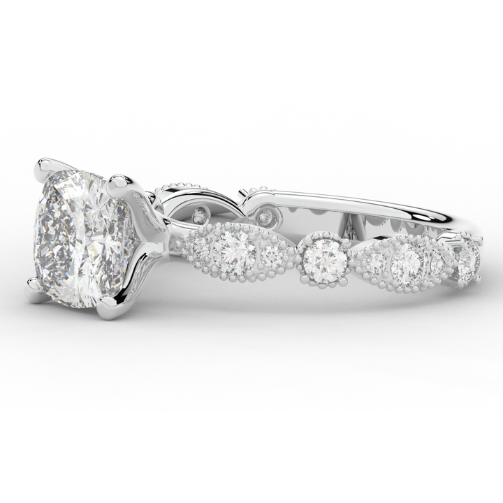 2.50CT.TW CUSHION LAB DIAMOND SOLITAIRE ENGAGEMENT RING - Nazarelle
