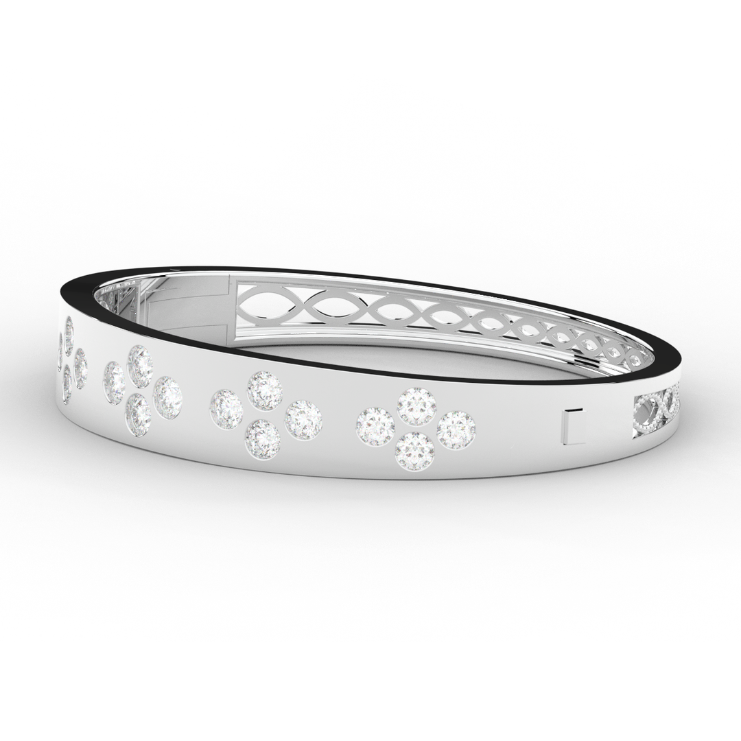 4.10CT.TW ROUND LAB DIAMOND BEZEL SET BANGLE - Nazarelle