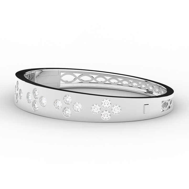 4.10CT.TW ROUND LAB DIAMOND BEZEL SET BANGLE - Nazarelle