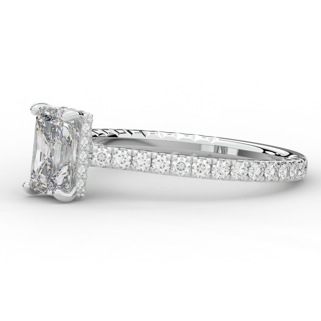 2.10CT.TW RADIANT LAB DIAMOND UNDERHALO SOLITAIRE ENGAGEMENT RING - Nazarelle