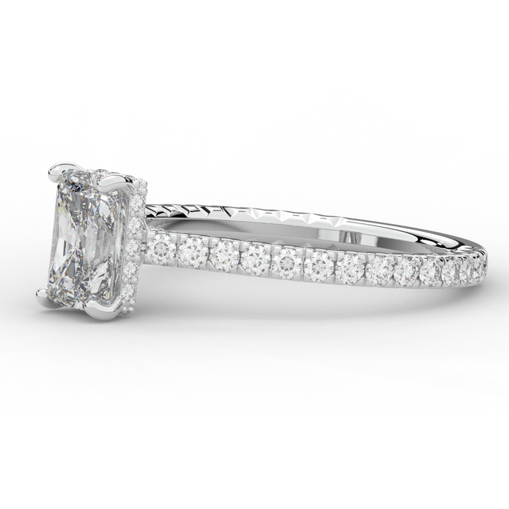 2.10CT.TW RADIANT LAB DIAMOND UNDERHALO SOLITAIRE ENGAGEMENT RING - Nazarelle