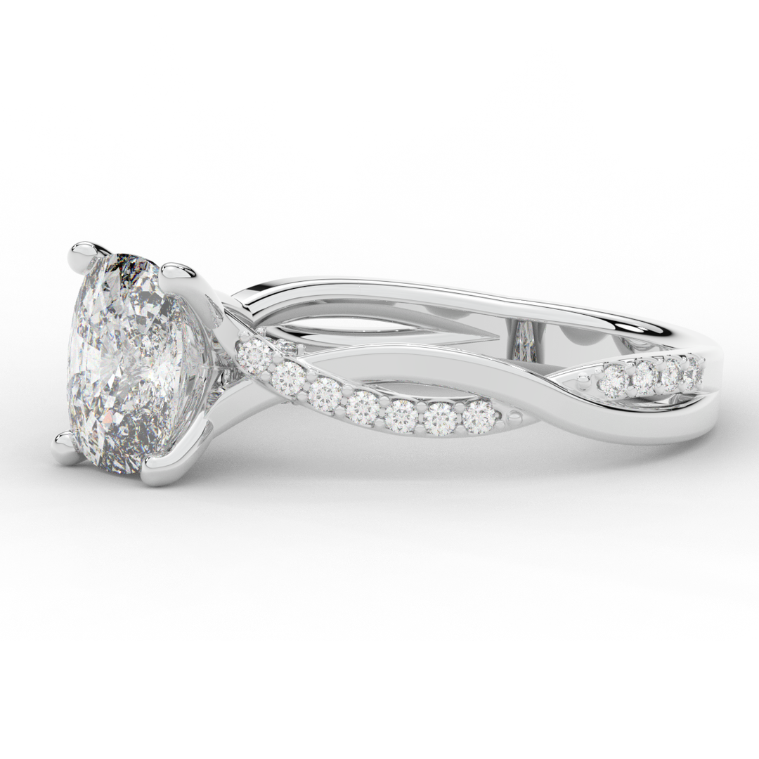 1.70CT.TW CUSHION LAB DIAMOND TWIST BAND ENGAGEMENT RING - Nazarelle