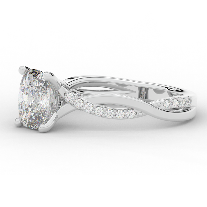 1.70CT.TW CUSHION LAB DIAMOND TWIST BAND ENGAGEMENT RING - Nazarelle