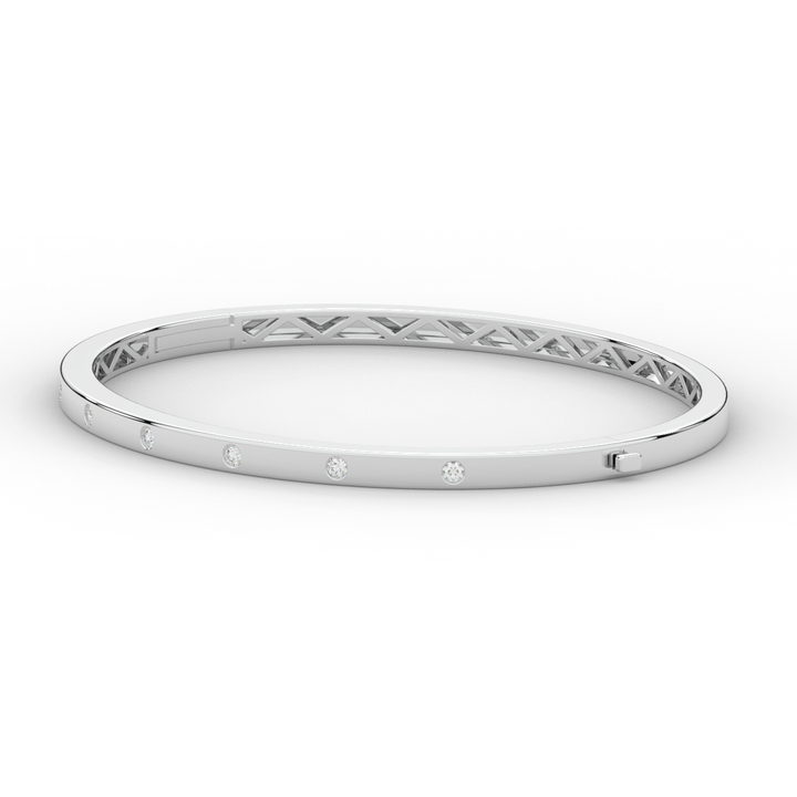 0.15CT.TW ROUND LAB BEZEL SET DIAMOND BANGLE - Nazarelle