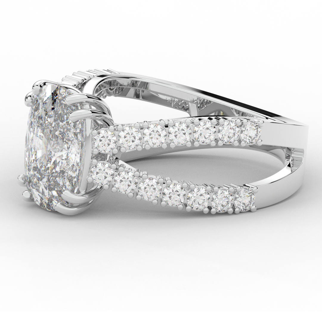 3.75CT.TW CUSHION LAB DIAMOND SPLIT BAND ENGAGEMENT RING - Nazarelle