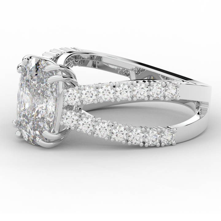 3.75CT.TW CUSHION LAB DIAMOND SPLIT BAND ENGAGEMENT RING - Nazarelle