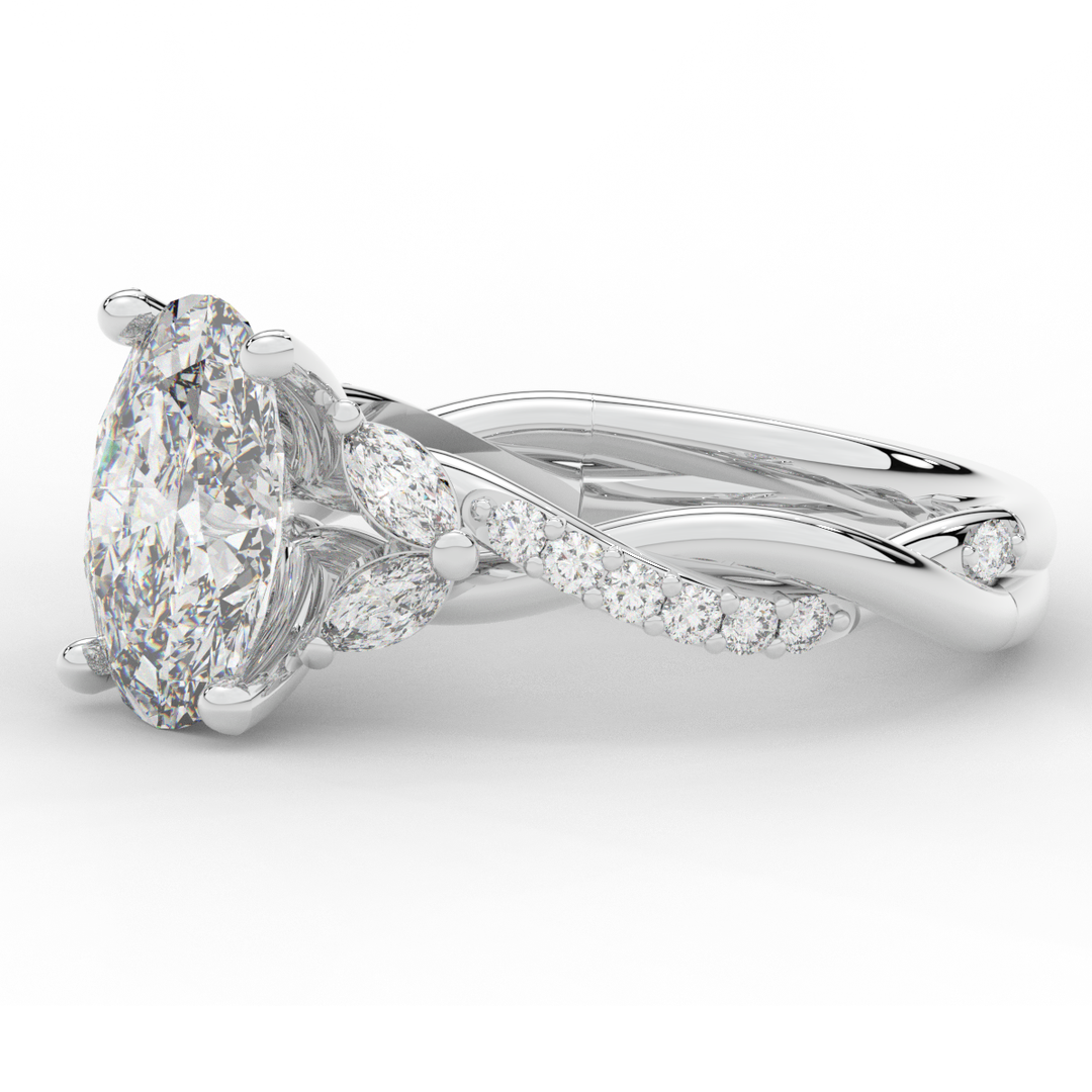 2.40CT.TW OVAL LAB DIAMOND TWIST ENGAGEMENT RING - Nazarelle