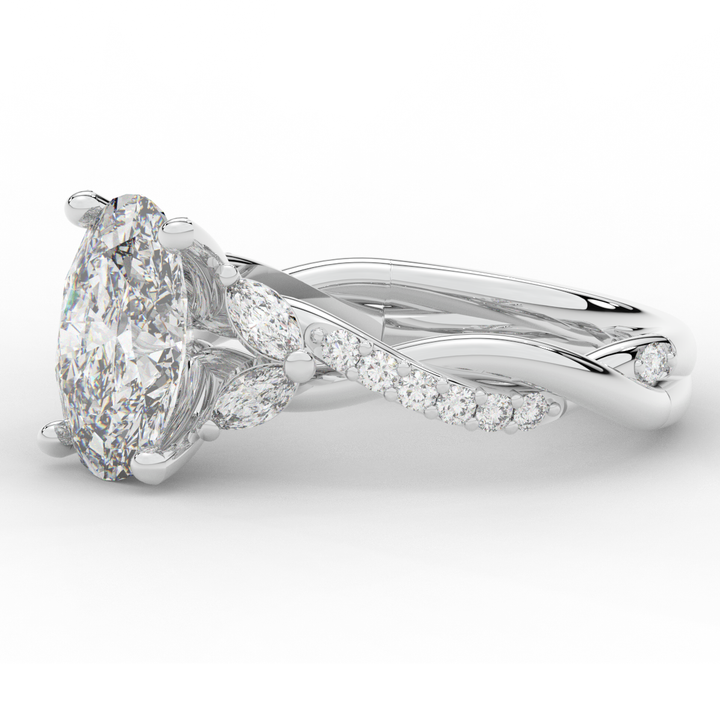 2.40CT.TW OVAL LAB DIAMOND TWIST ENGAGEMENT RING - Nazarelle