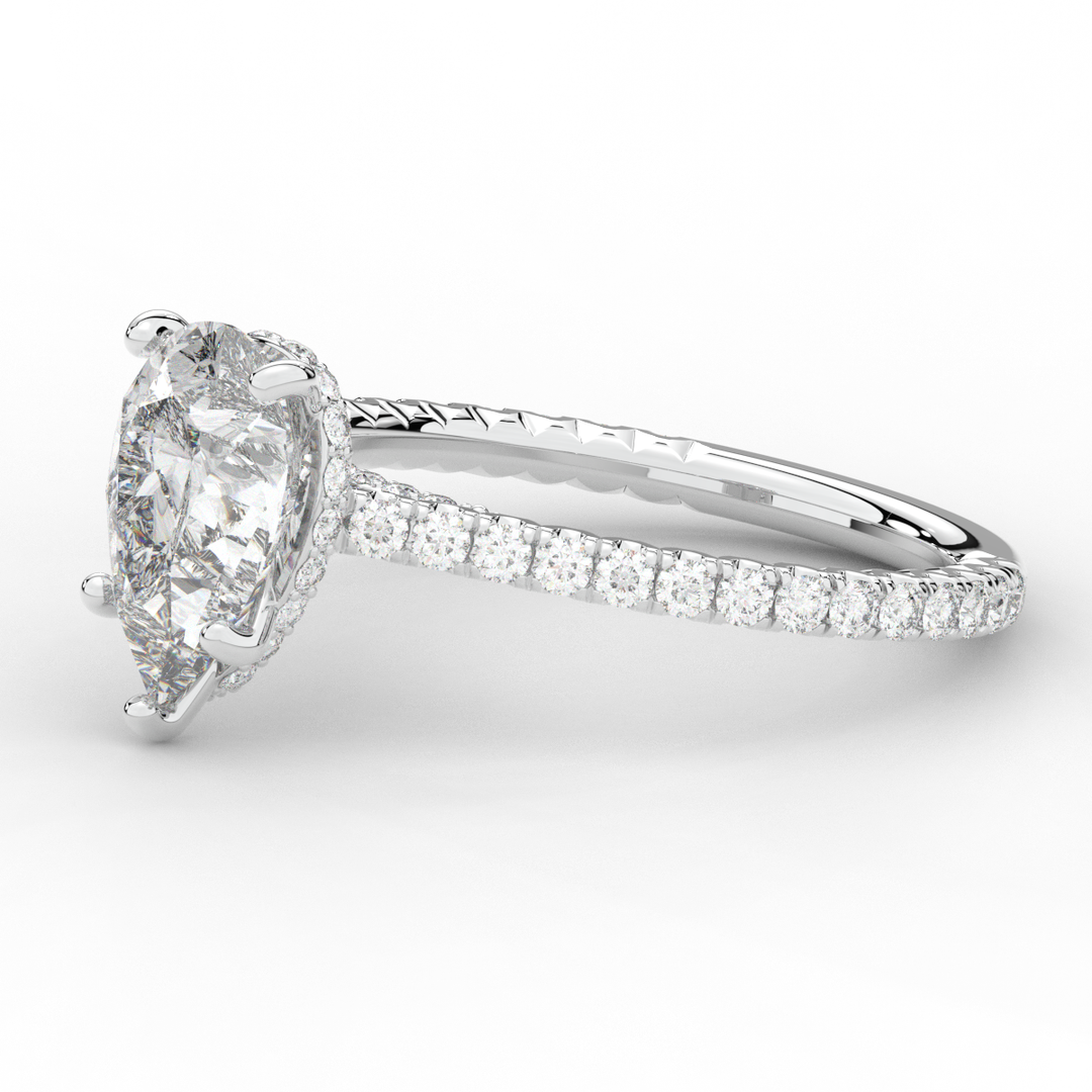 2.50CT.TW PEAR LAB DIAMOND UNDERHALO SOLITAIRE ENGAGEMENT RING - Nazarelle