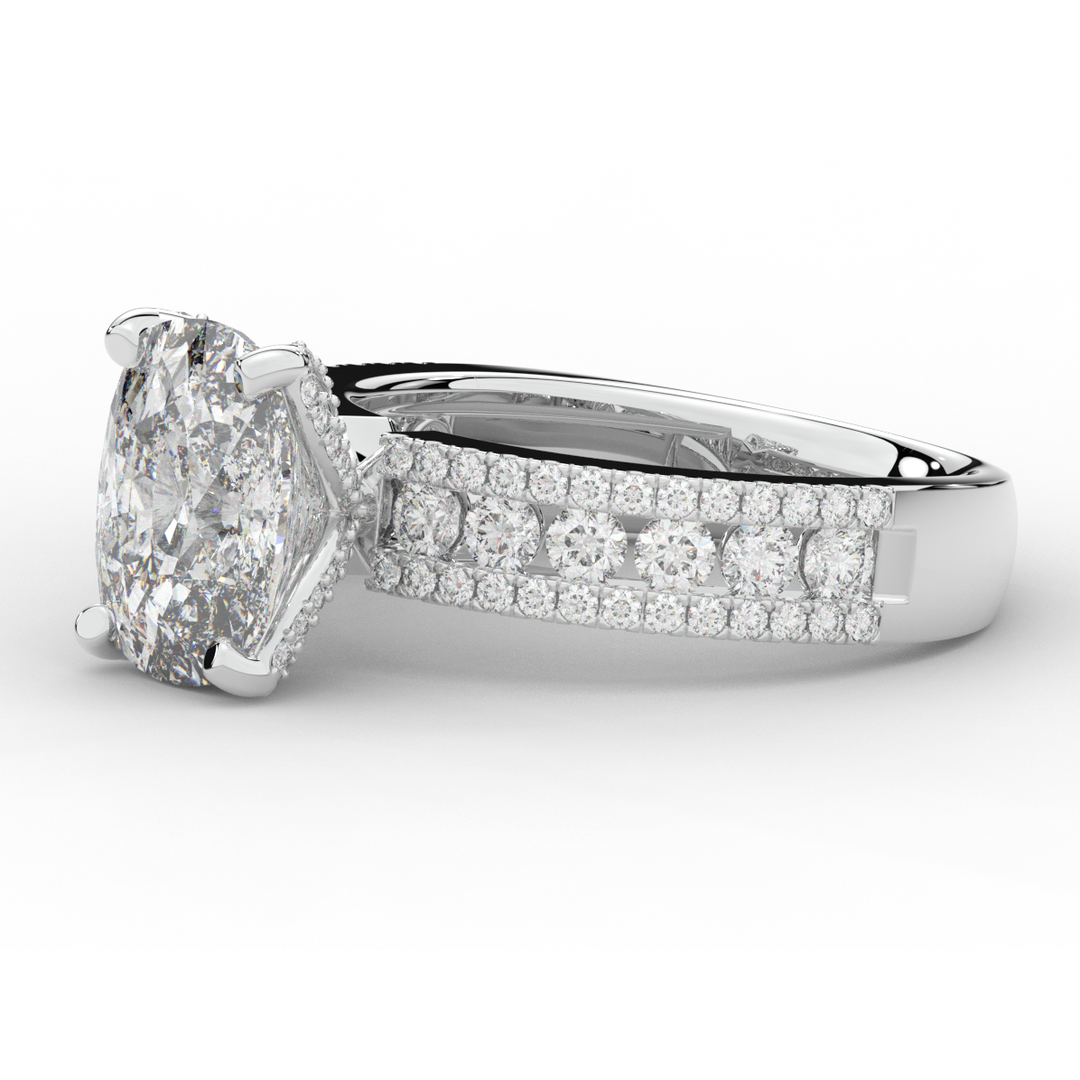 3.95CT.TW CUSHION LAB DIAMOND SOLITAIRE ENGAGEMENT RING - Nazarelle