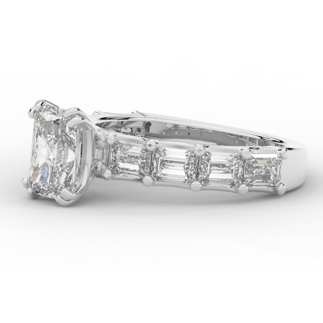 3.75CT.TW RADIANT LAB DIAMOND SOLITAIRE ENGAGEMENT RING - Nazarelle