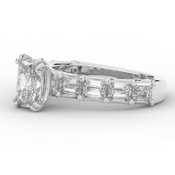 3.75CT.TW RADIANT LAB DIAMOND SOLITAIRE ENGAGEMENT RING - Nazarelle