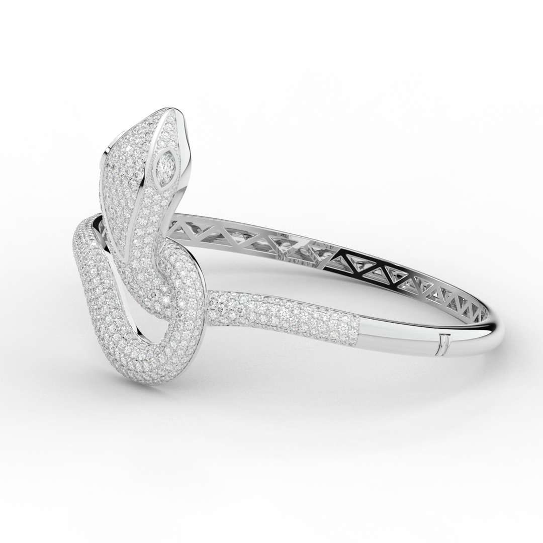 4.90CT.TW ROUND AND PEAR LAB DIAMOND SNAKE BANGLE - Nazarelle