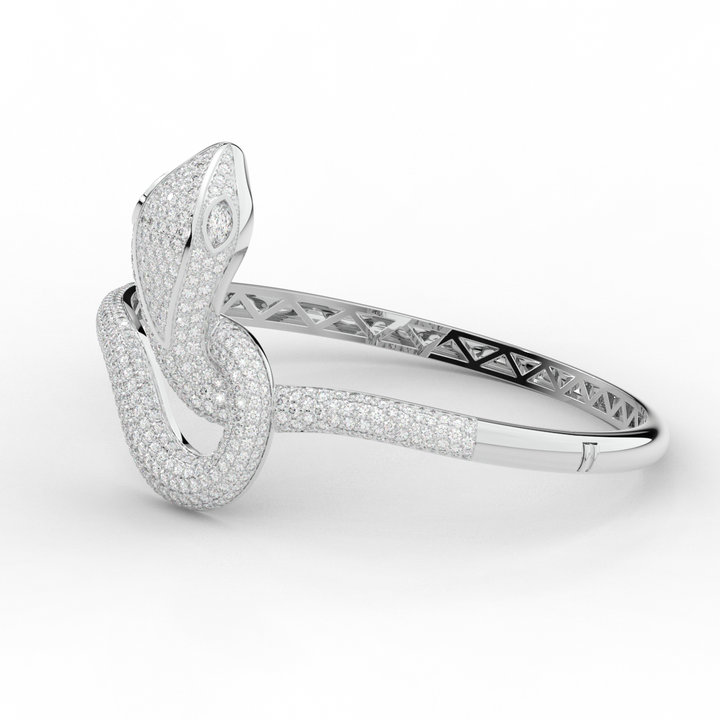 4.90CT.TW ROUND AND PEAR LAB DIAMOND SNAKE BANGLE - Nazarelle