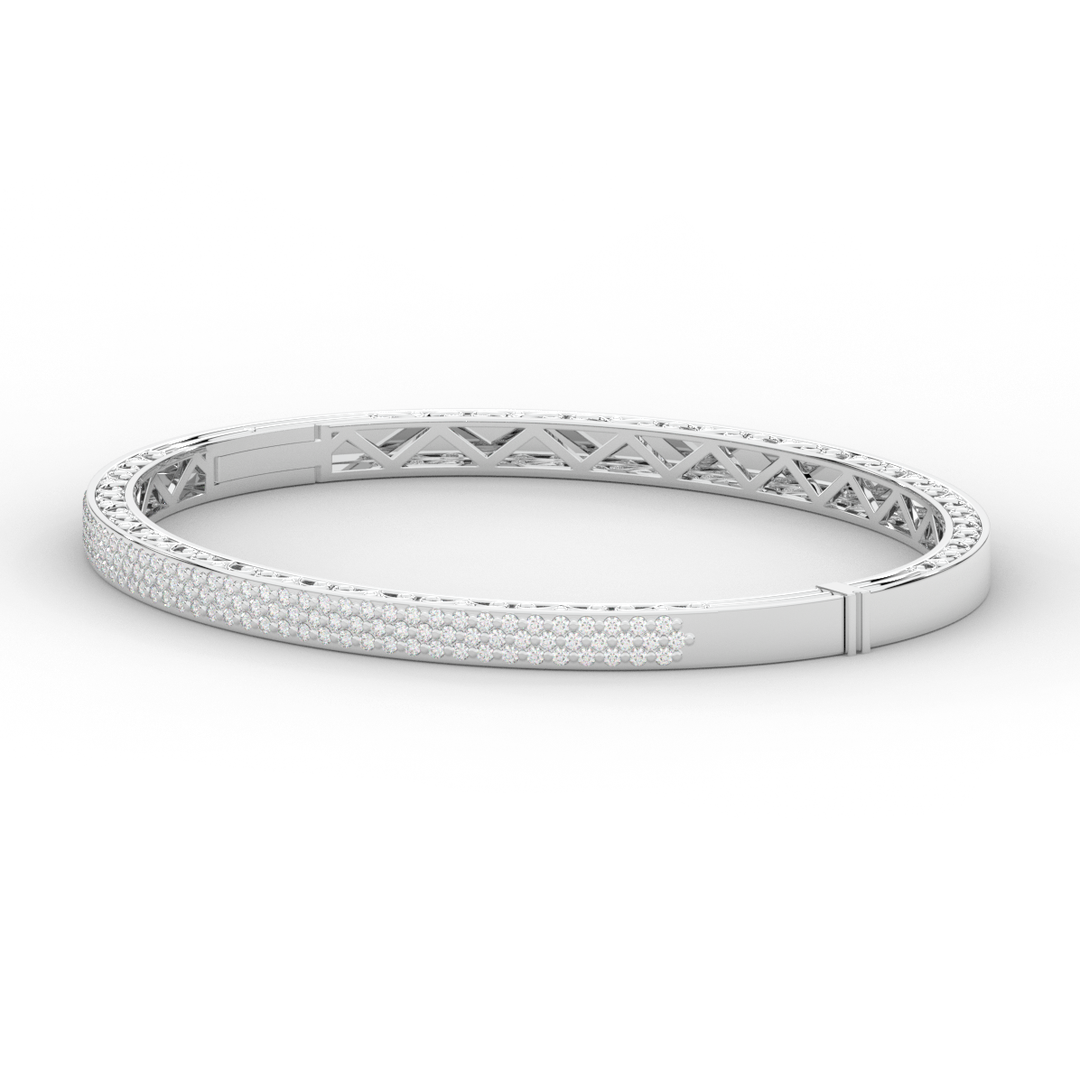 0.75CT.TW 3 ROW ROUND LAB DIAMOND  BANGLE - Nazarelle