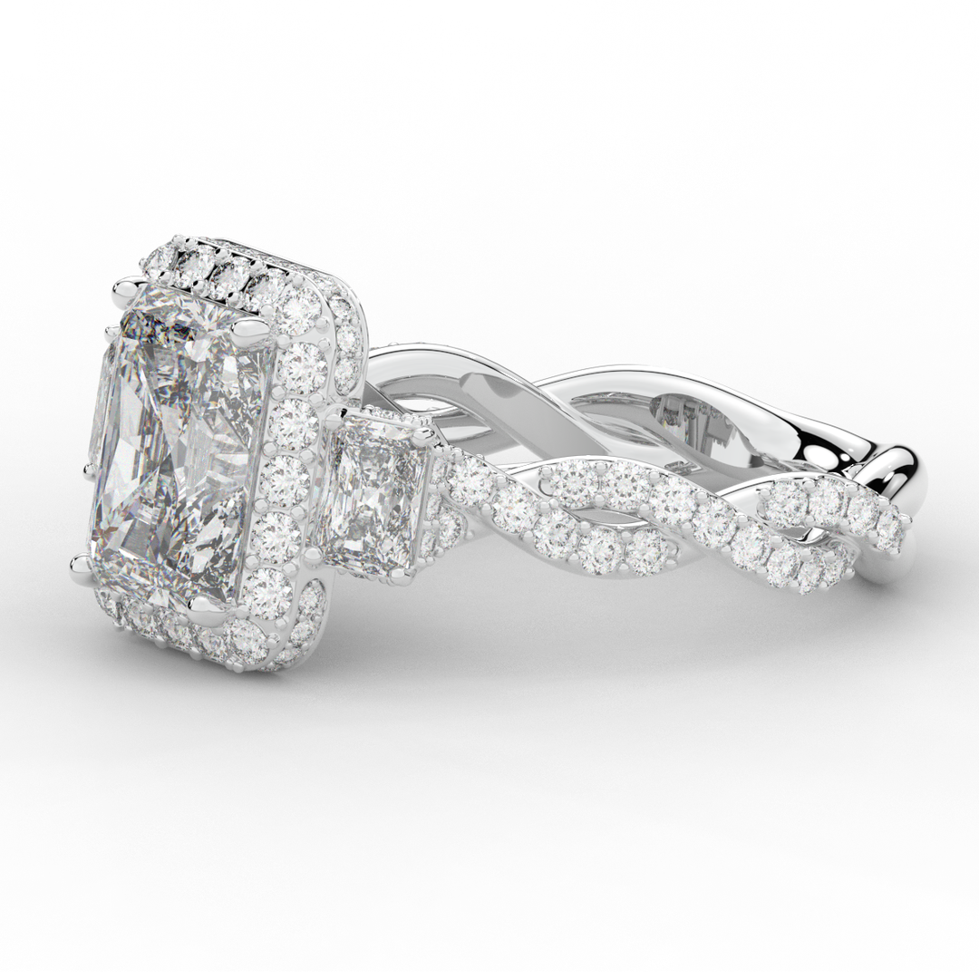 4.70CT.TW RADIANT LAB DIAMOND 3 STONE ENGAGEMENT RING - Nazarelle