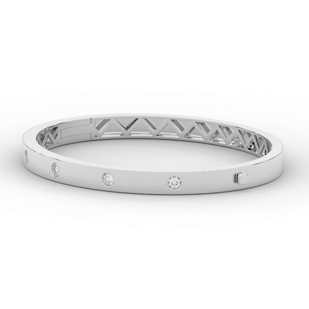 0.50CT.TW ROUND LAB DIAMOND BEZEL SET BANGLE - Nazarelle