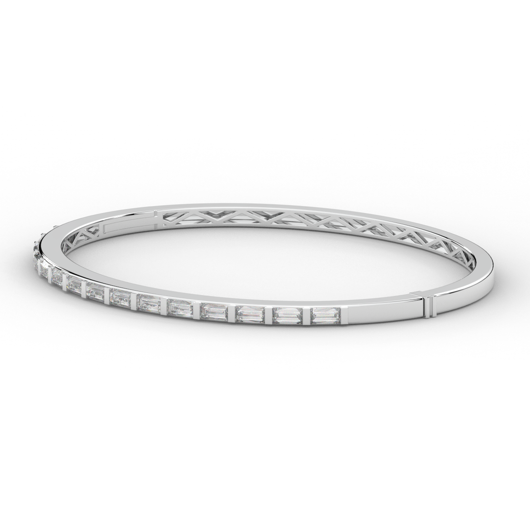 1.50CT.TW BAGUETTE LAB DIAMOND SHARED PRONG BANGLE - Nazarelle