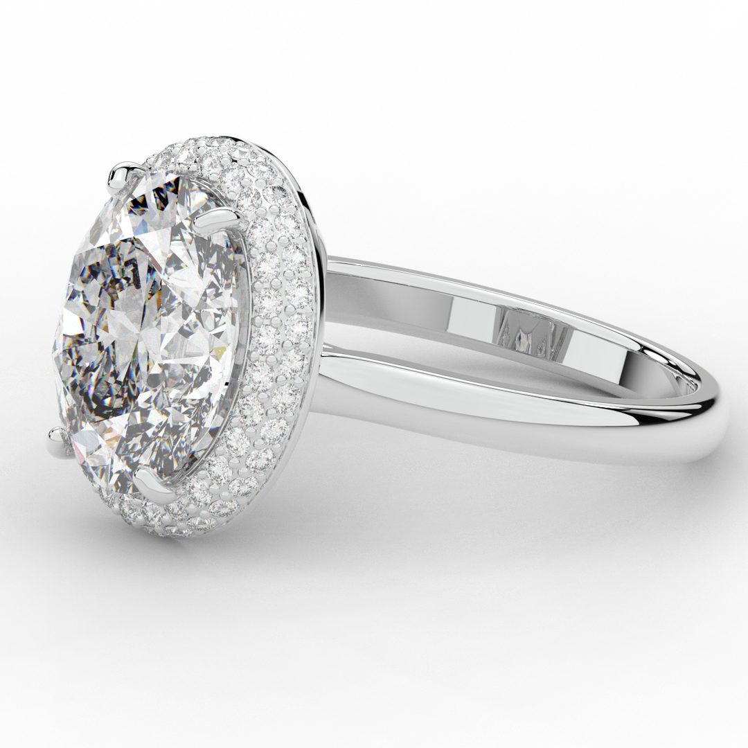 4.40CT.TW OVAL LAB DIAMOND HALO ENGAGEMENT RING - Nazarelle
