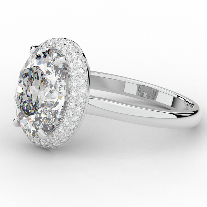 4.40CT.TW OVAL LAB DIAMOND HALO ENGAGEMENT RING - Nazarelle