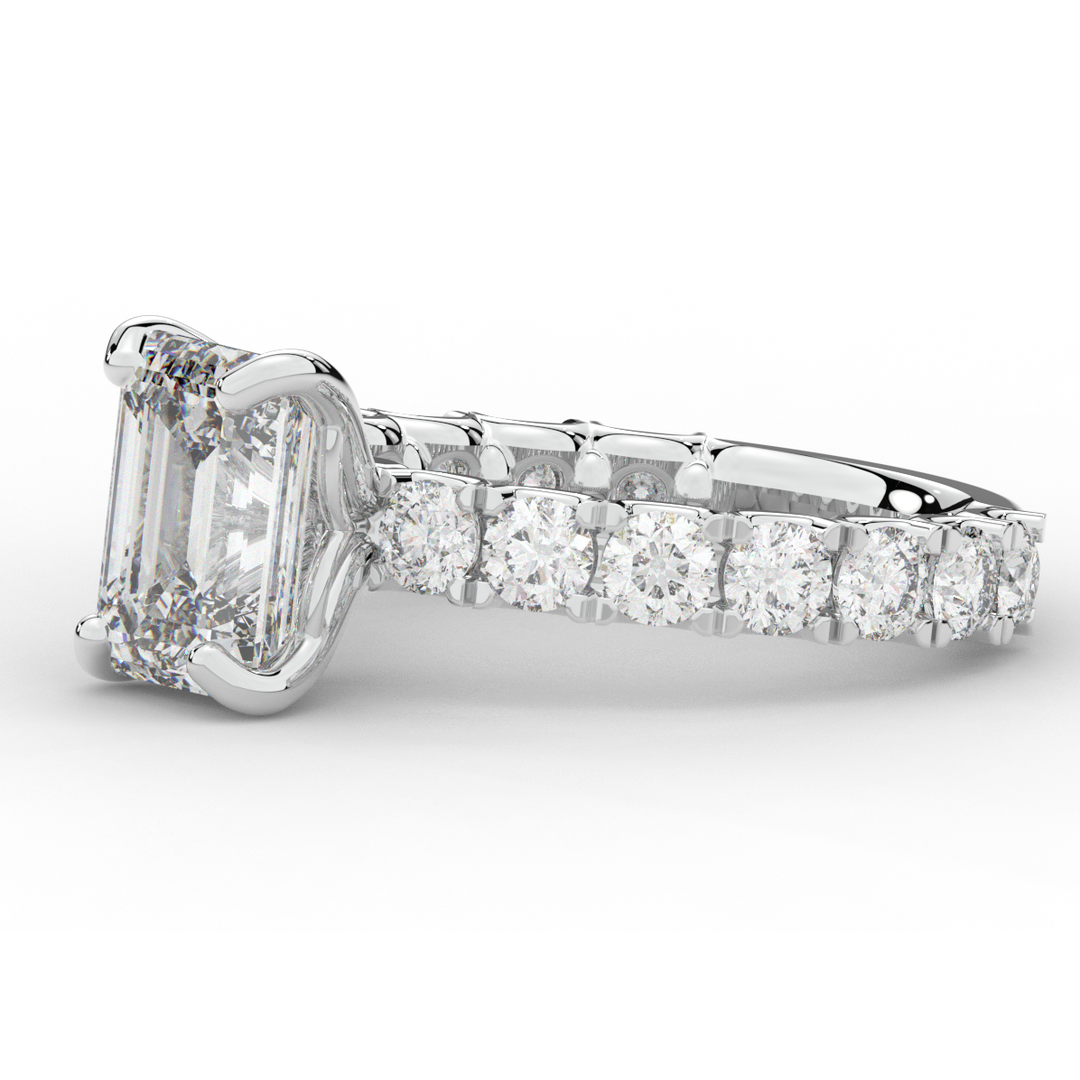 4.35CT.TW EMERALD CUT LAB DIAMOND ENGAGEMENT RING - Nazarelle