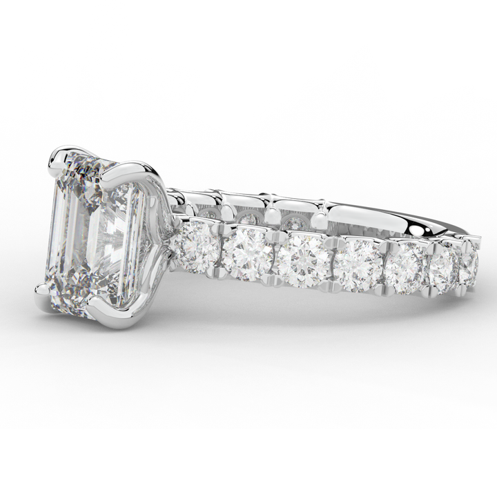 4.35CT.TW EMERALD CUT LAB DIAMOND ENGAGEMENT RING - Nazarelle