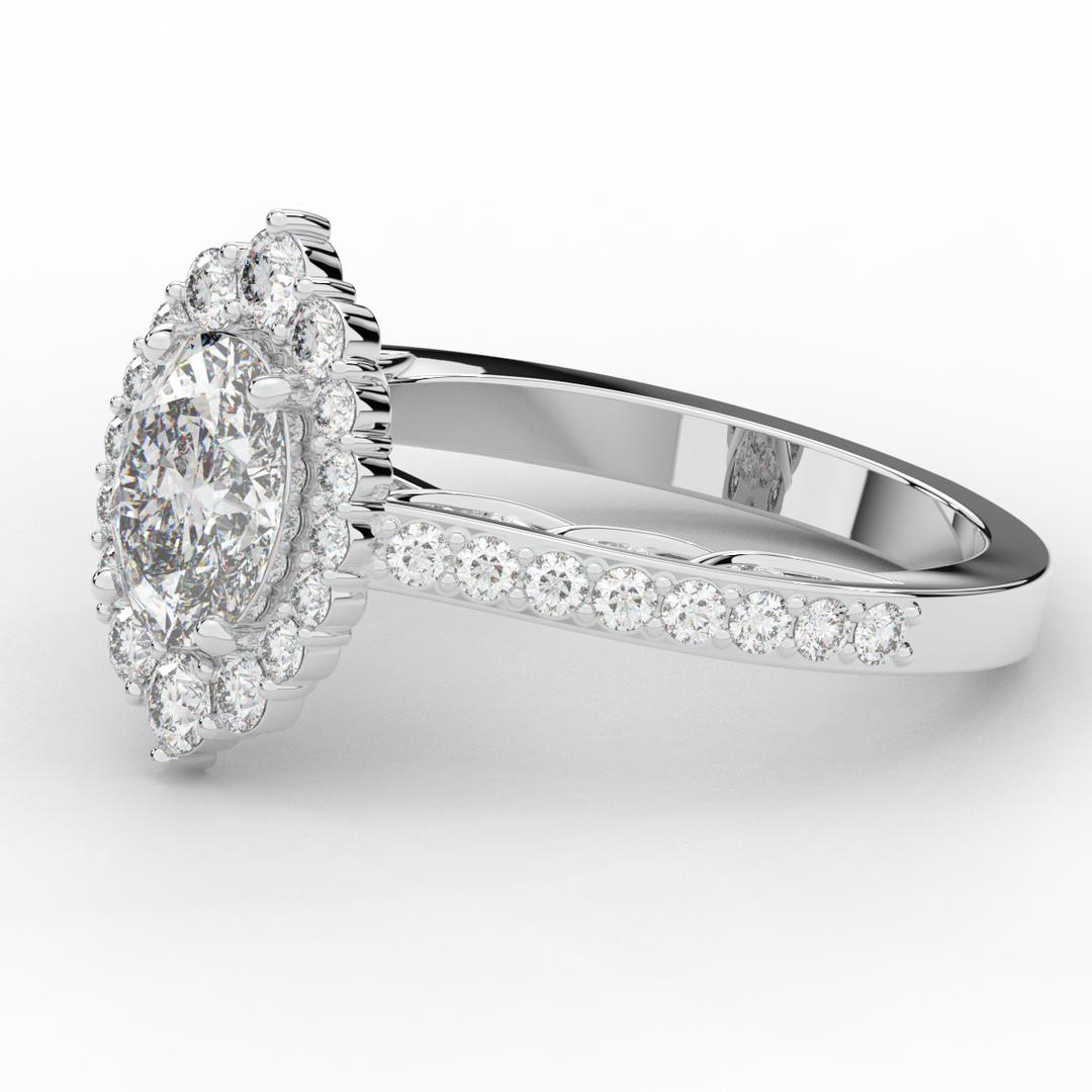 1.75CT.TW OVAL LAB DIAMOND HALO ENGAGEMENT RING - Nazarelle