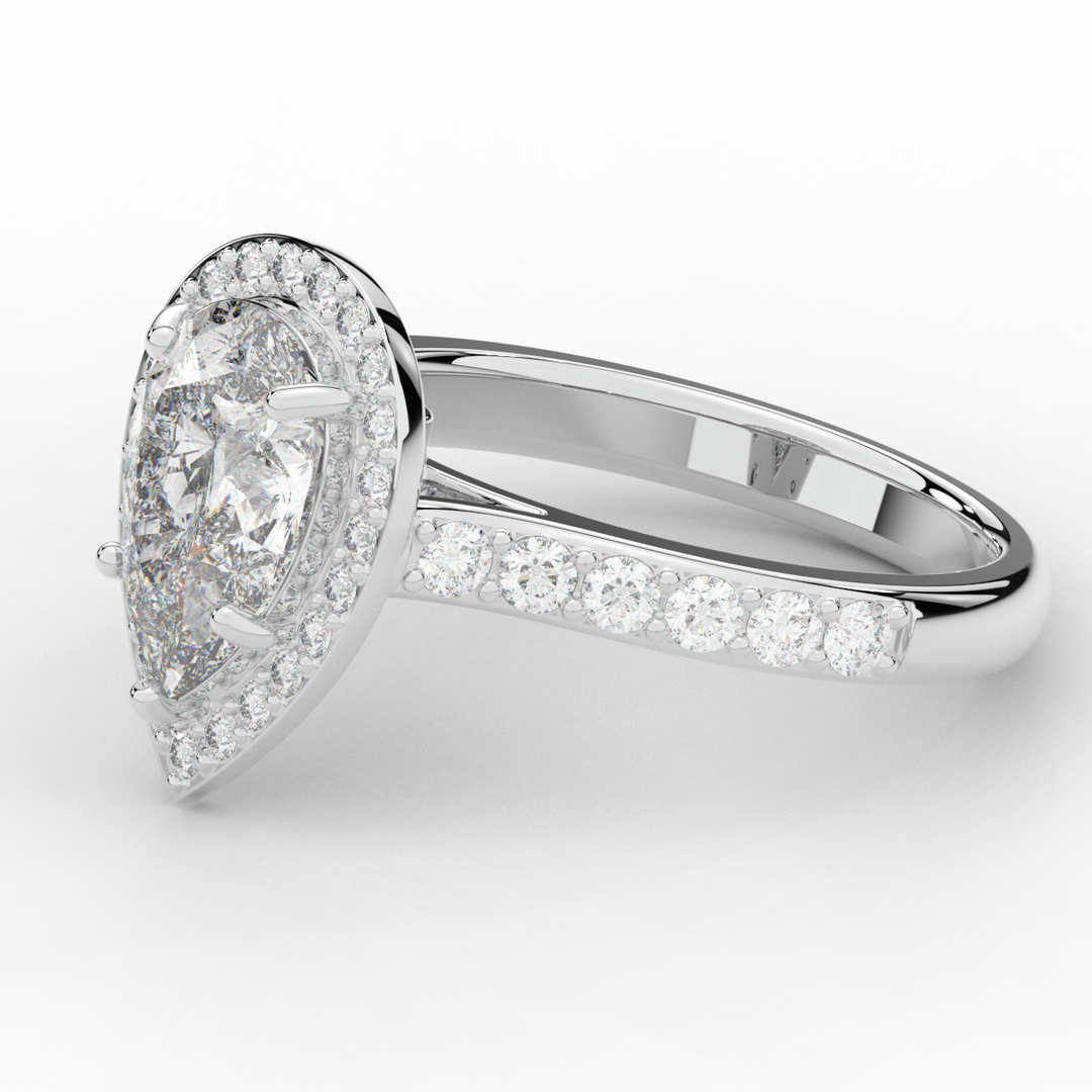 2.50CT.TW PEAR LAB DIAMOND HALO ENGAGEMENT RING - Nazarelle