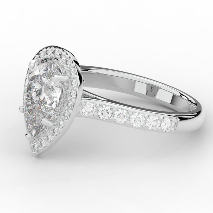 2.50CT.TW PEAR LAB DIAMOND HALO ENGAGEMENT RING - Nazarelle
