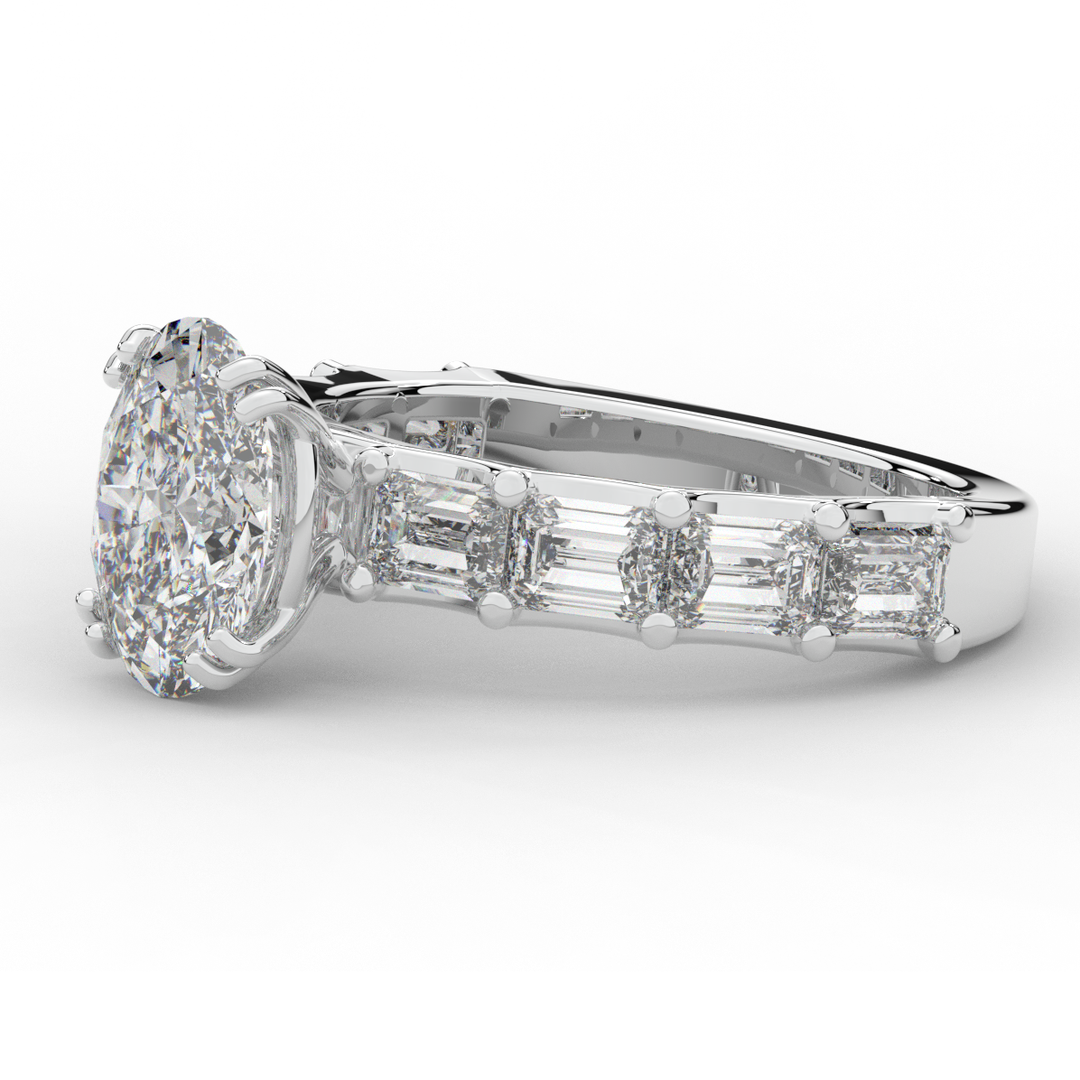 3.75CT.TW OVAL LAB DIAMOND SOLITAIRE ENGAGEMENT RING - Nazarelle