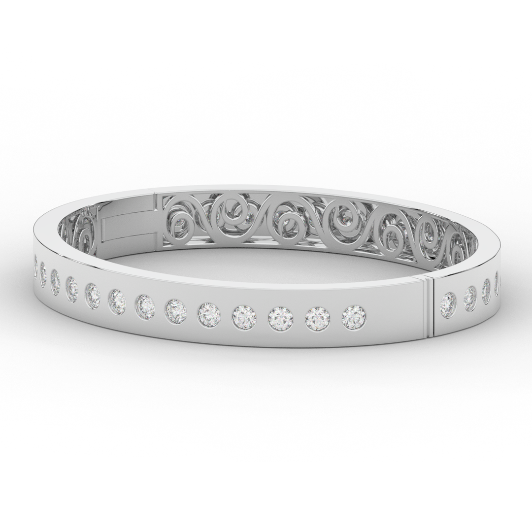 4.50CT.TW ROUND LAB DIAMOND ETERNITY BEZEL SET BANGLE - Nazarelle