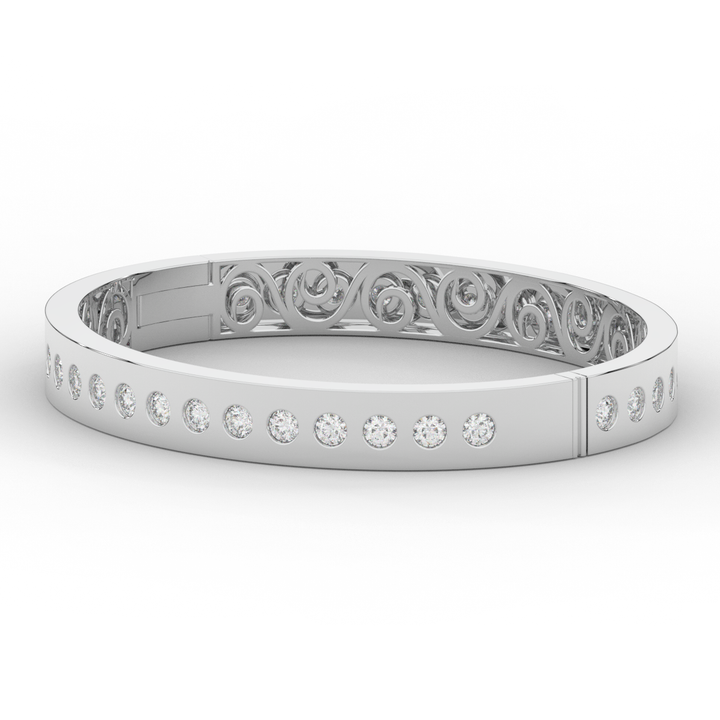 4.50CT.TW ROUND LAB DIAMOND ETERNITY BEZEL SET BANGLE - Nazarelle