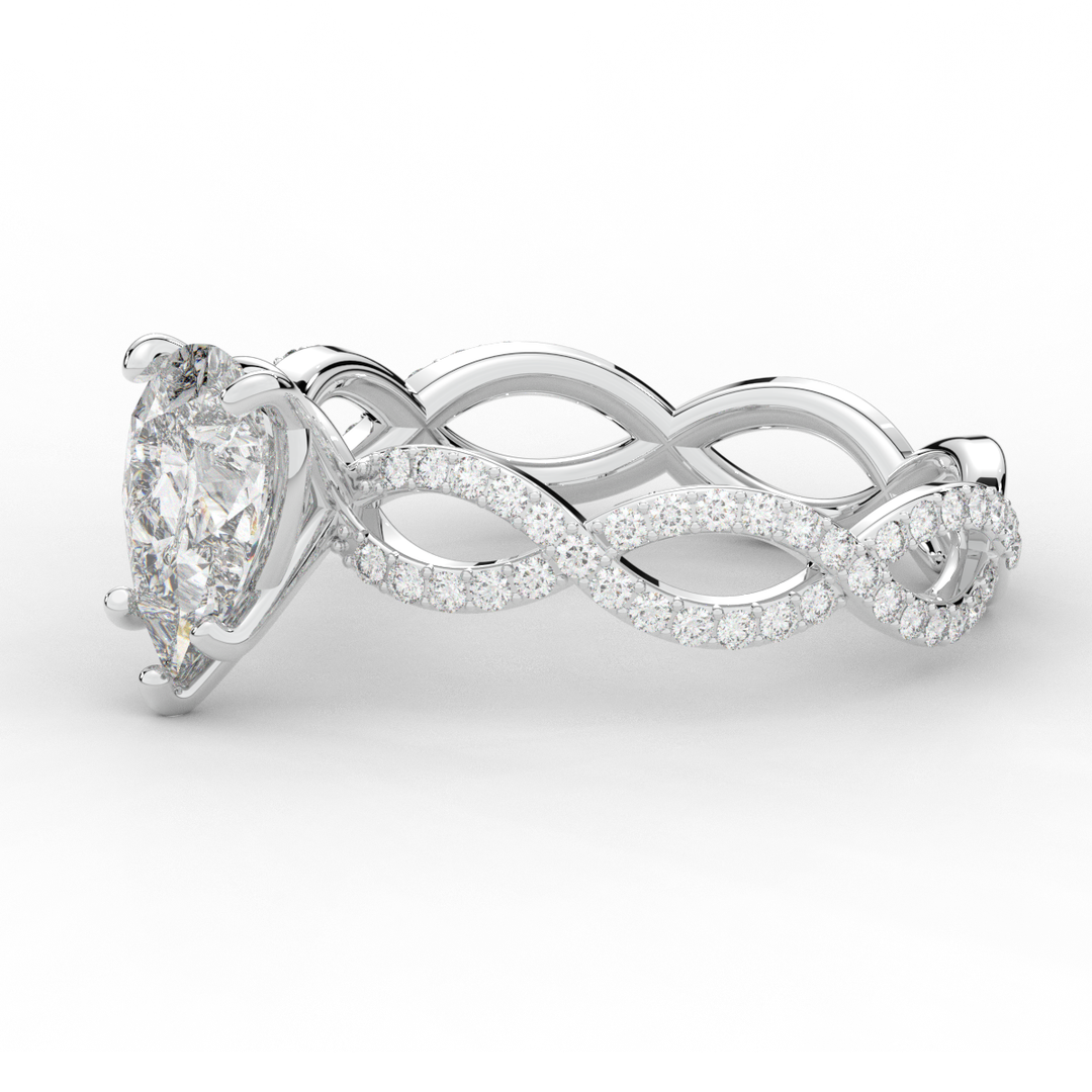 1.30CT.TW PEAR LAB DIAMOND TWIST BAND ENGAGEMENT RING - Nazarelle