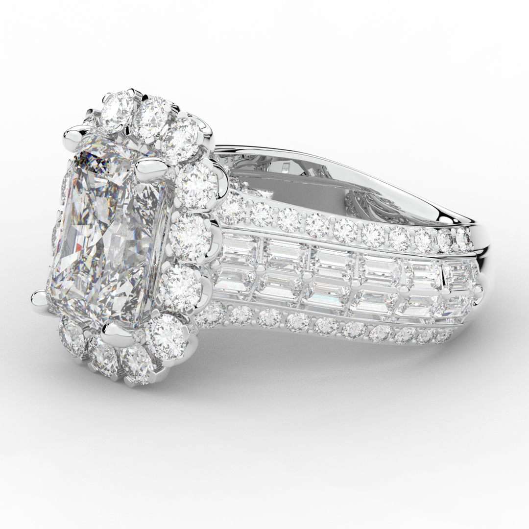 8.00CT.TW RADIANT LAB DIAMOND HALO ENGAGEMENT RING - Nazarelle