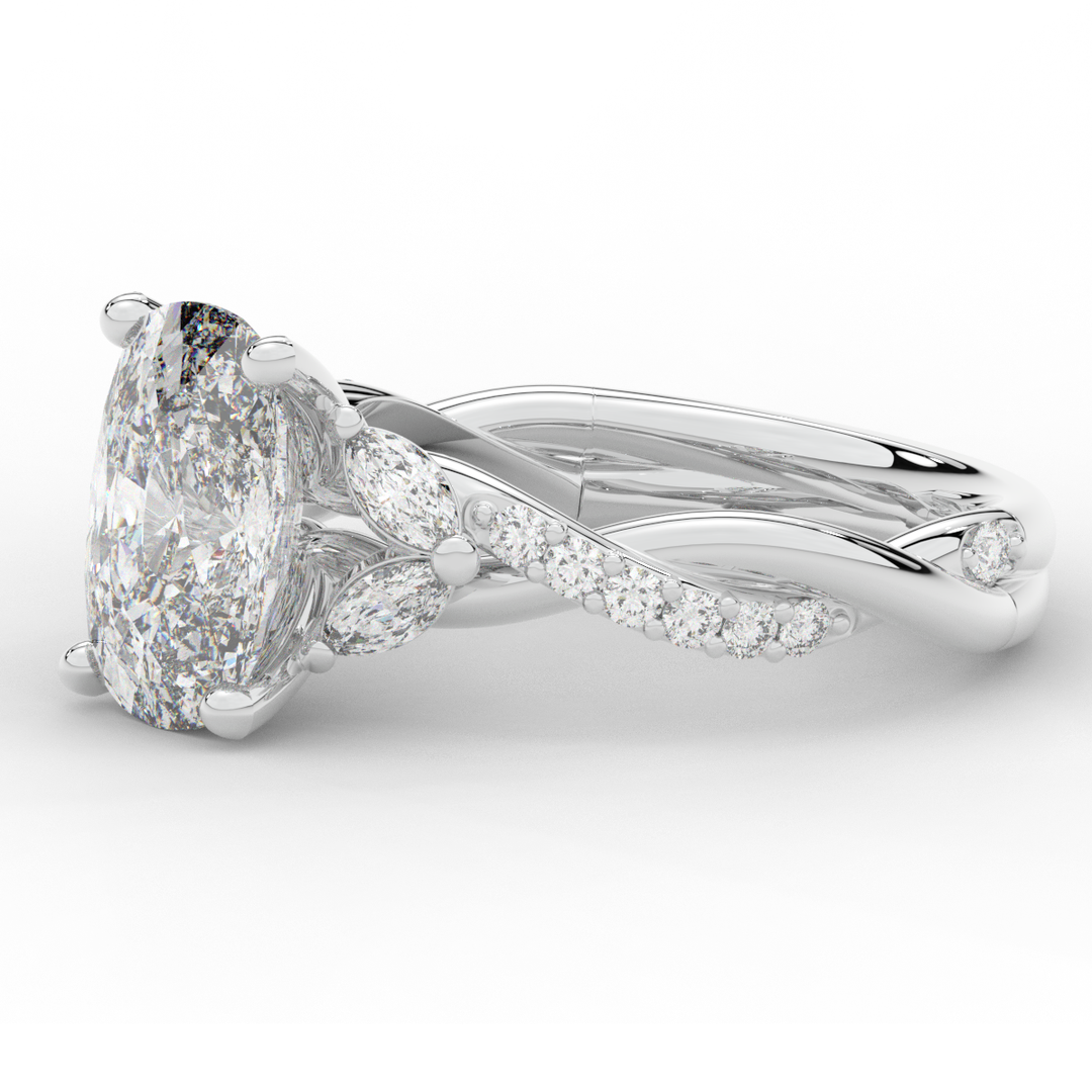2.40CT.TW CUSHION LAB DIAMOND TWIST BAND ENGAGEMENT RING - Nazarelle