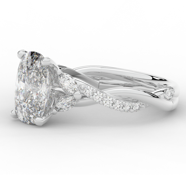 2.40CT.TW CUSHION LAB DIAMOND TWIST BAND ENGAGEMENT RING - Nazarelle