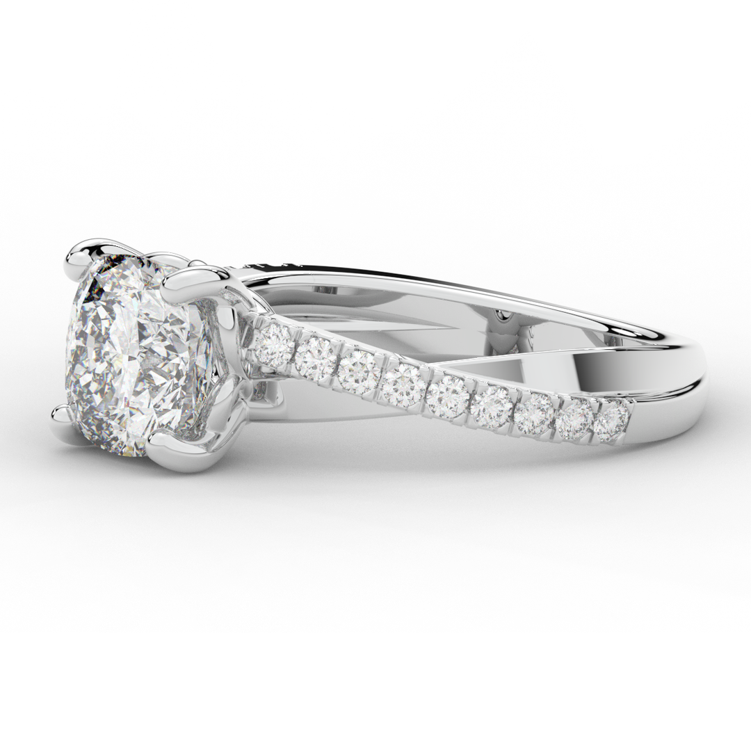 2.20CT.TW CUSHION LAB DIAMOND TWISTBAND ENGAGEMENT RING - Nazarelle