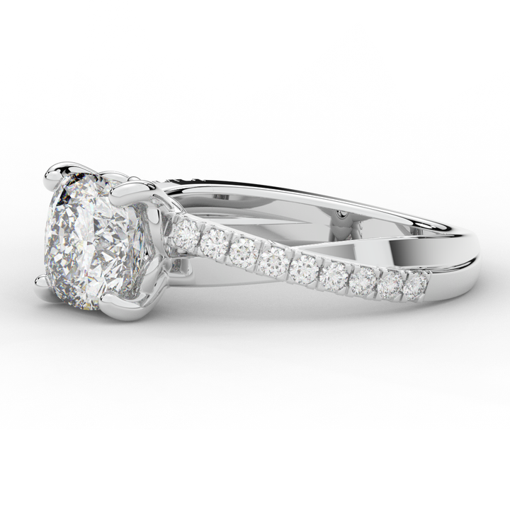 2.20CT.TW CUSHION LAB DIAMOND TWISTBAND ENGAGEMENT RING - Nazarelle