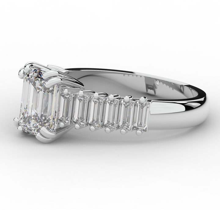 2.60CT.TW EMERALD CUT LAB DIAMOND ENGAGEMENT RING - Nazarelle