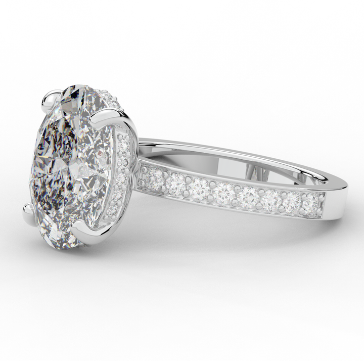 4.30CT.TW OVAL LAB DIAMOND BAND ENGAGEMENT RING - Nazarelle