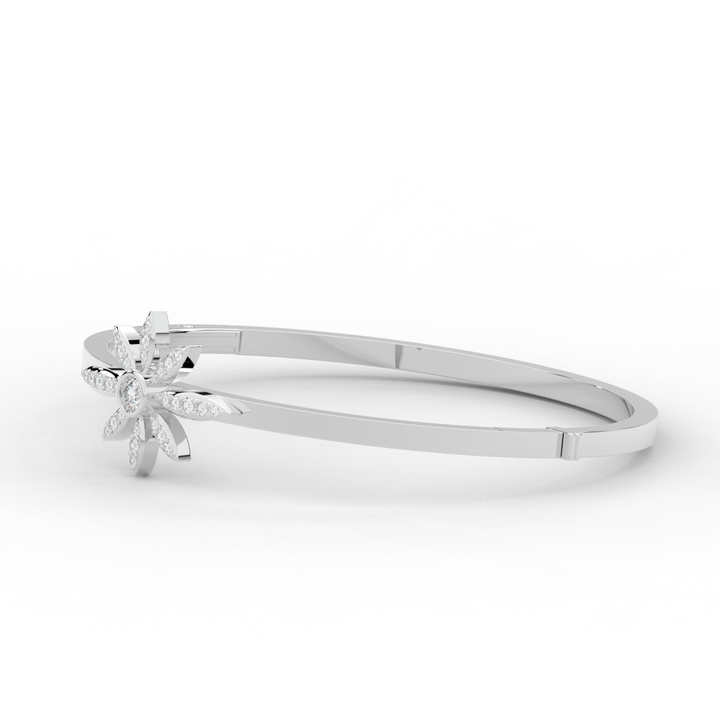 0.40CT.TW ROUND LAB BEZEL AND PRONG SET FLOWER DIAMOND BANGLE - Nazarelle