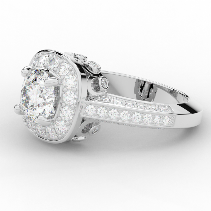 1.50CT.TW ROUND LAB DIAMOND HALO ENGAGEMENT RING - Nazarelle